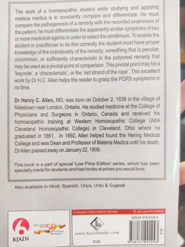 KEYNOTES AND CHARACTERISTICS WITH COMPARISONS OF SOME OF THE LEADING REMEDIES OF THE MATERIA MEDICA WITH BOWEL NOSODES - EIGHTH EDITION - by H.C. ALLEN - BJAIN - Image 2